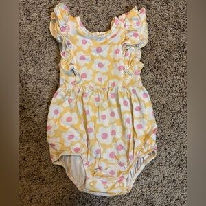 Caden Lane Floral Baby Bubble Romper with Ruffle Sleeves